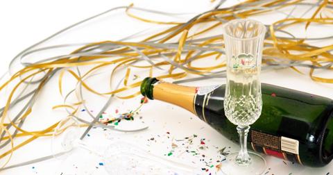 Champagne and decorations on New Year's Eve.