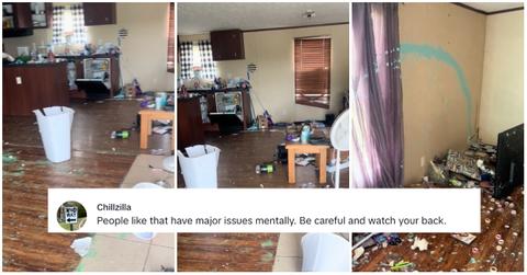 A woman's sister destroyed her house after living there rent free