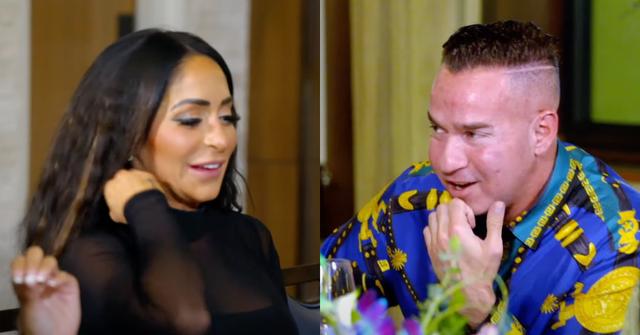 Angelina Pivarnick and Mike Sorrentino talking in an episode of 'Jersey Shore: Family Vacation'