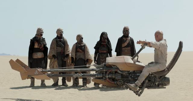Boba Fett teaches the Tusken Raiders how to ride speeders in 'The Book of Boba Fett'