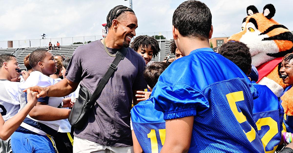 Jalen Hurts at a football camp.