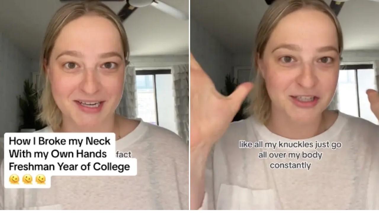 A woman explains how she cracked her own neck and ended up breaking it