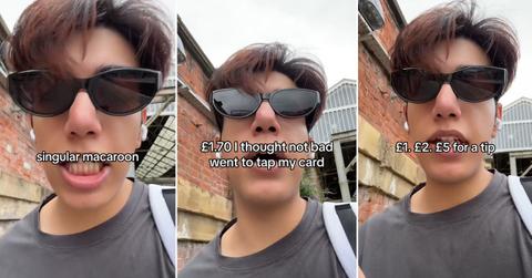 A man bought one macaroon and didn't pay a tip