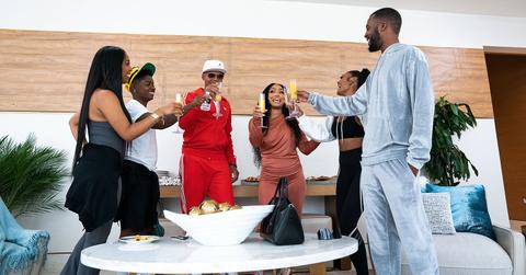 The cast of MTV's 'Couples Retreat' making a toast.