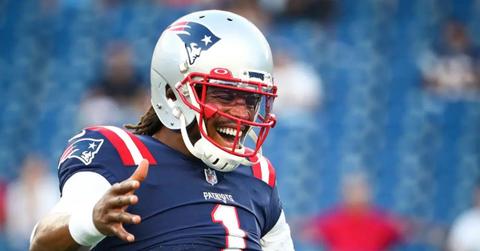 Cam Newton #1 of the New England Patriots at a game against the Washington Football Team