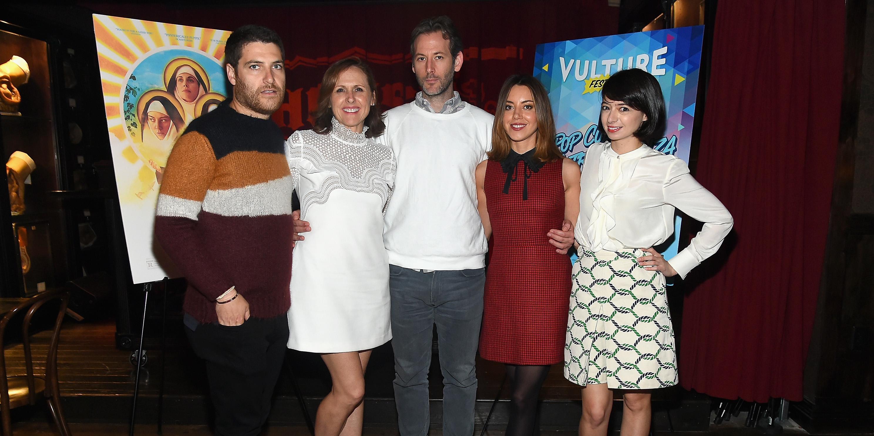 Aubrey Plaza and Husband Jeff Baena with Adam Pally, Molly Shannon, and Kate Micucci