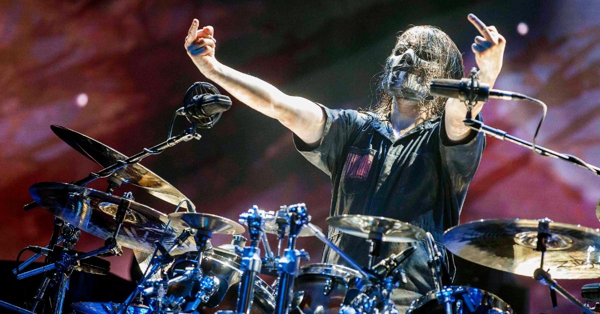 Slipknot drummer Jay Weinberg gives two middle fingers during performance