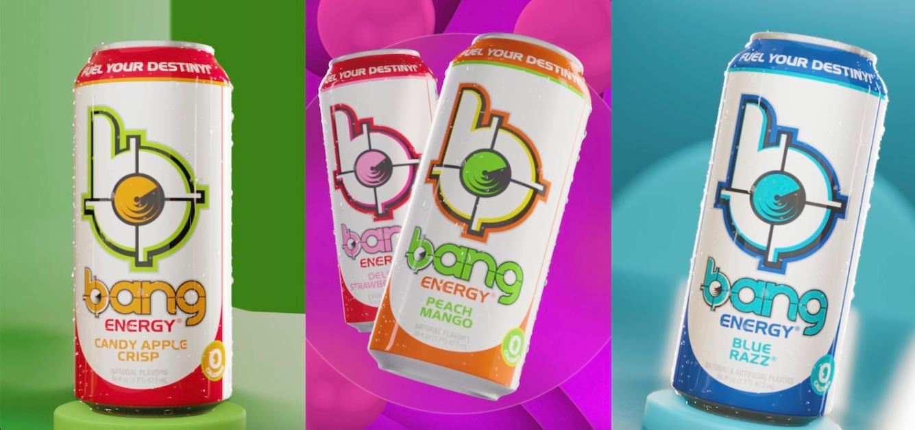 Bang Energy Candy Apple Crisp, Strawberry, Peach Mango, and Blue Razz flavors