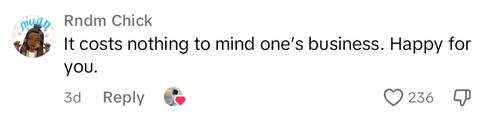 TikTok comment about minding your own business