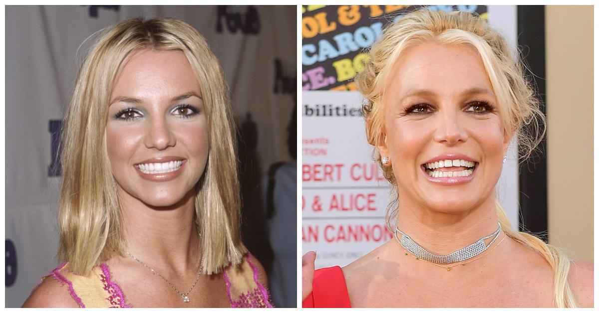 Britney Spears in 2000 and 2019.