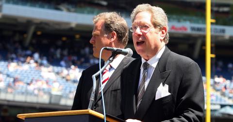John Sterling speaks during the teams 63rd Old Timers Day before the game against the Detroit Tigers on July 19, 2009