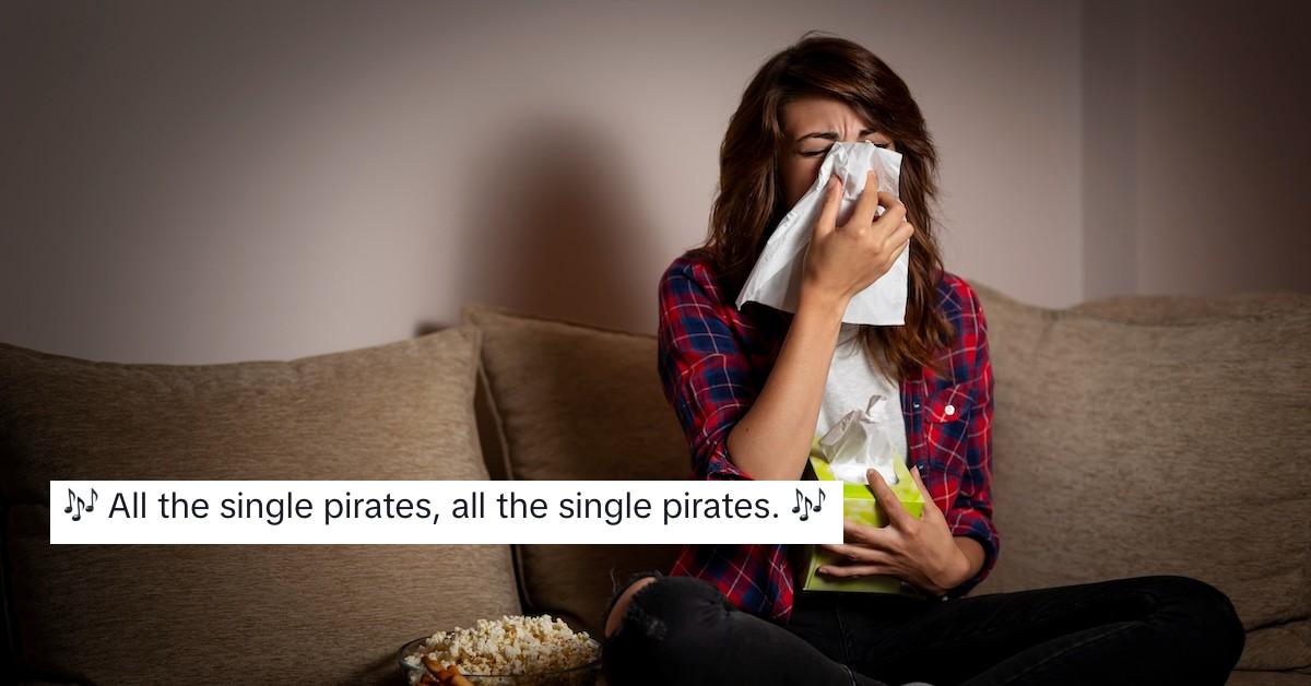 A woman crying and a single pirates comment