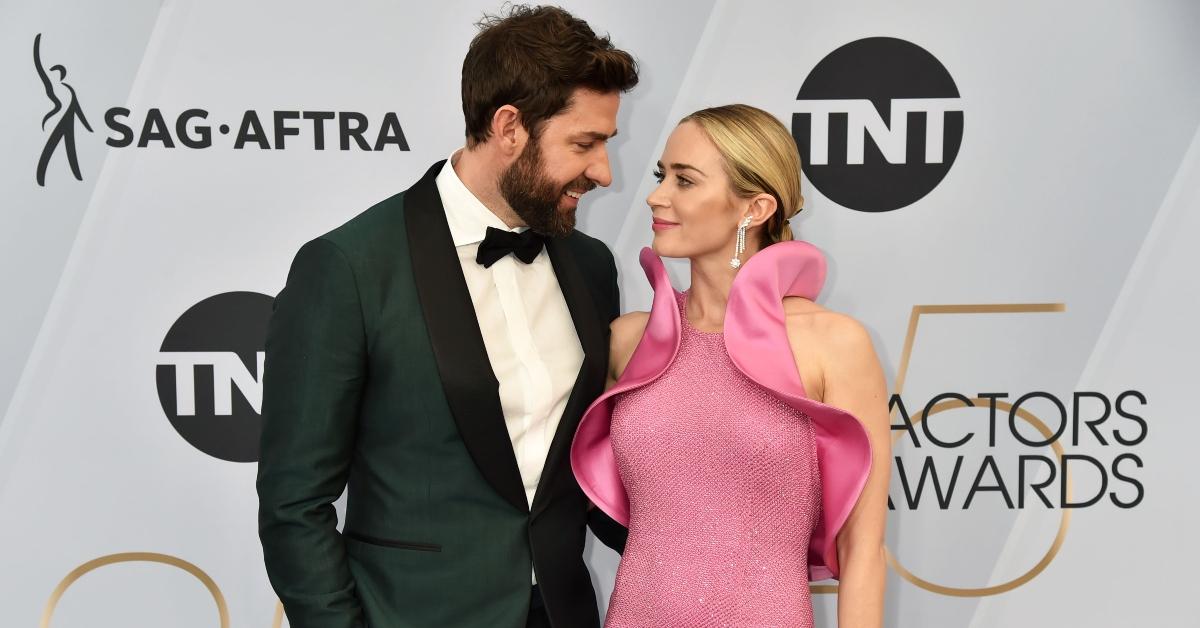 John Krasinski and Emily Blunt look into each other's eyes at the 25th Annual Screen Actors Guild Awards.