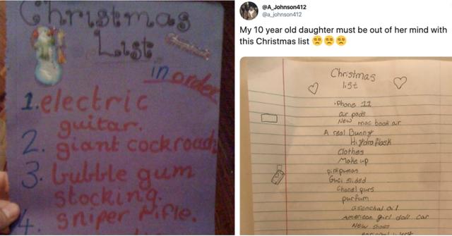 Funny Kids' Christmas Lists With Ridiculous Requests