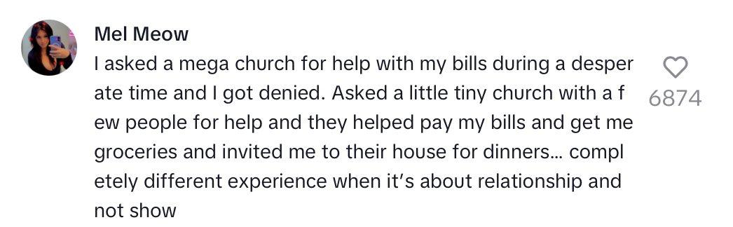 Comment on viral TikTok of mega church's extravagant Christmas program.