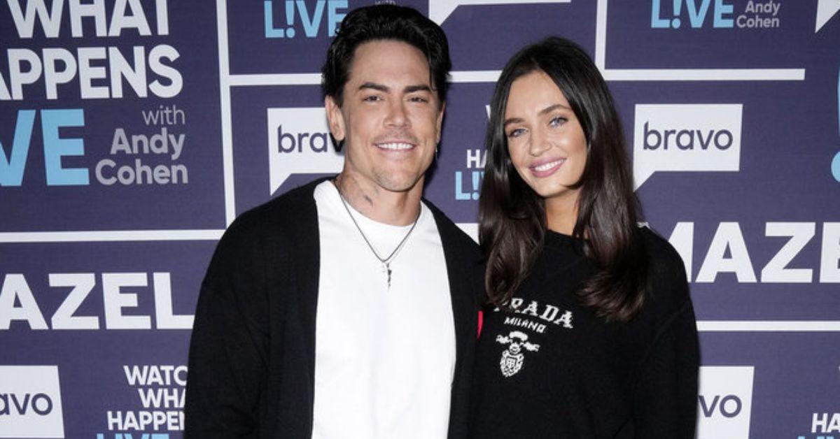 Tom Sandoval and Victoria Lee Robinson pose for photo on 'WWHL' red carpet