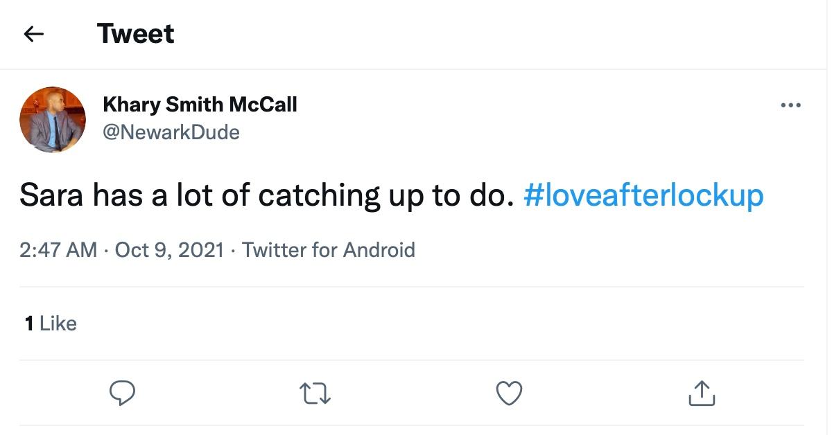 A tweet about Sara Isaac, a cast member of 'Love After Lockup'