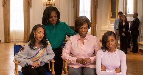 Lexi Underwood as Malia, Viola Davis as Michelle Obama, Regina Taylor as Marian Robinson and Saniyya Sidney as Sasha
