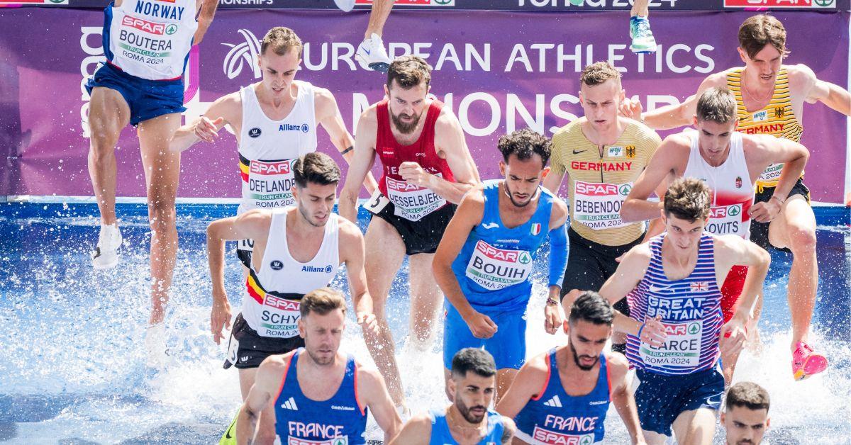 Belgian Remi Schyns and Belgian Clement Deflandre pictured in action during the men's 3000m steeple