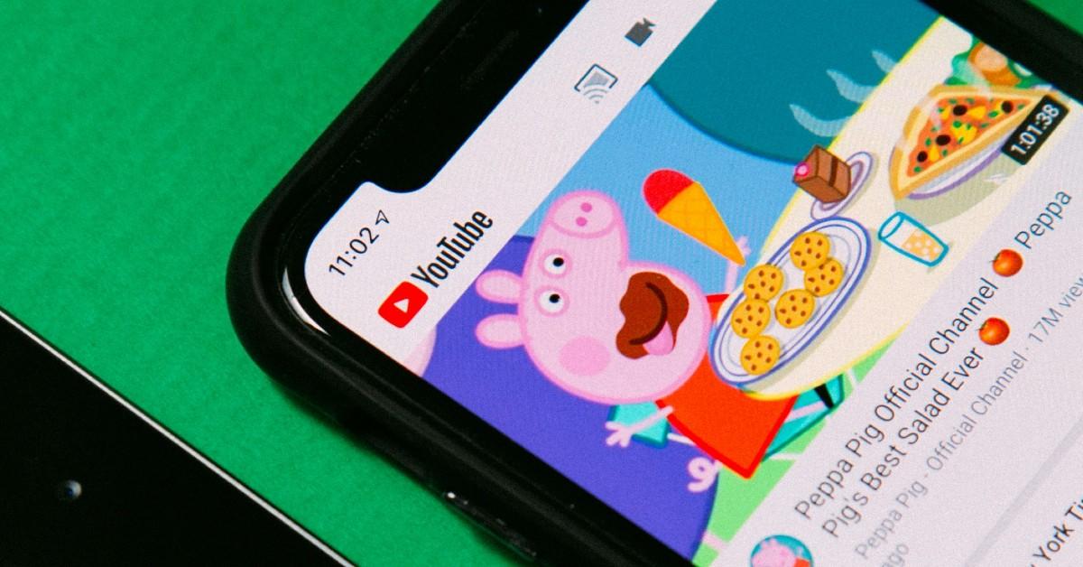 Someone watching 'Peppa Pig' via YouTube on their smartphone