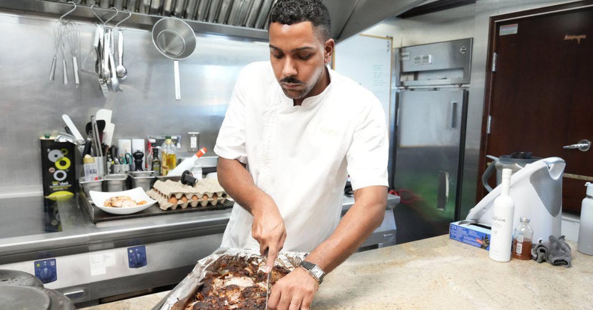 Jono Shillingford preparing food on 'Below Deck Med' 