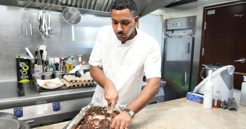 Jono Shillingford preparing food on 'Below Deck Med'