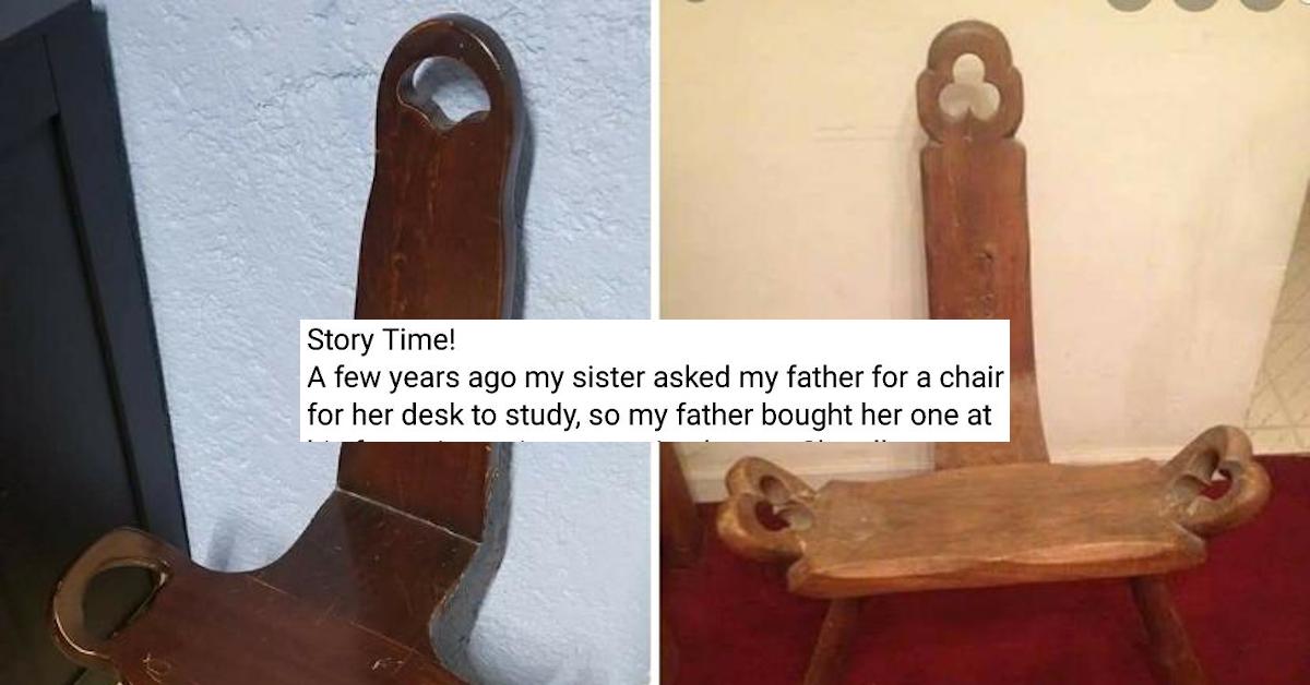 Dad Buys Antique Chair for Daughter's Desk, Not Knowing What It Was Originally Used For
