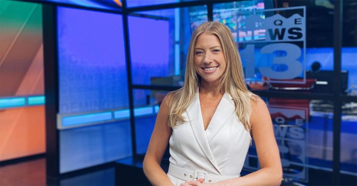 Erica Meyer at the news desk at KRQE