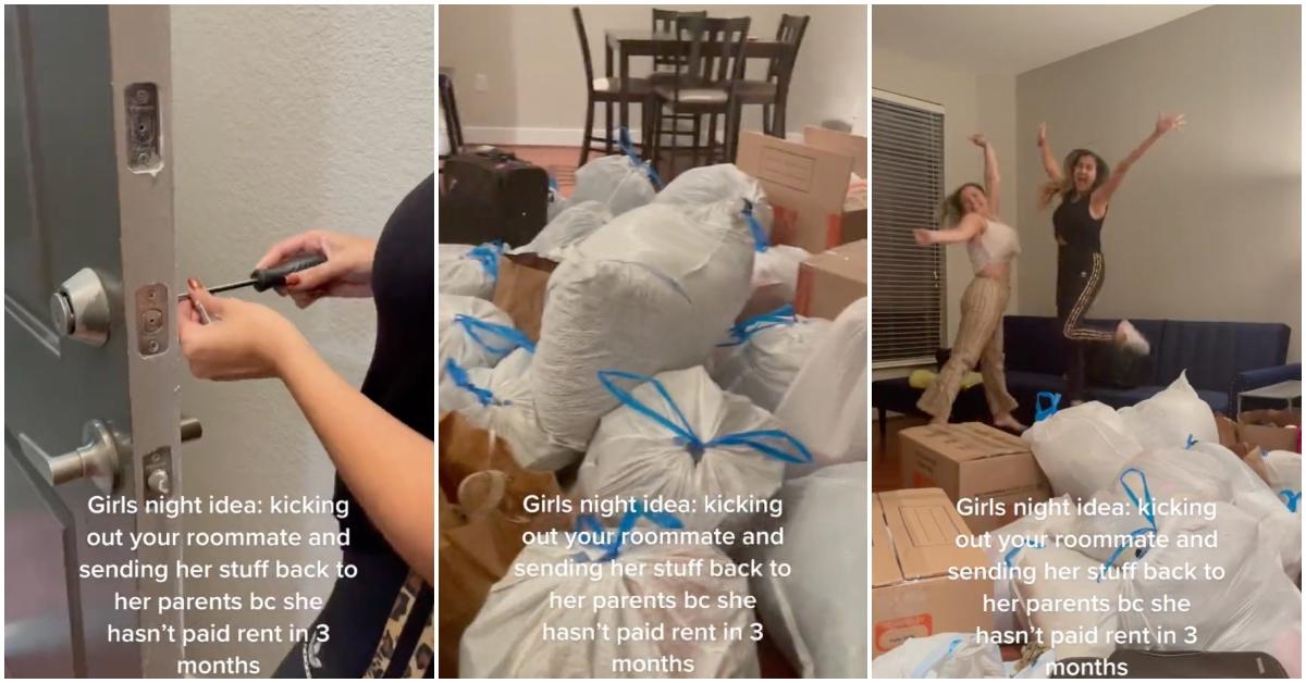 A viral post of women packing their roommates' stuff and kicking them out for not paying rent.