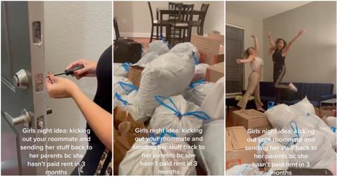 A viral post of women packing their roommates' stuff and kicking them out for not paying rent.