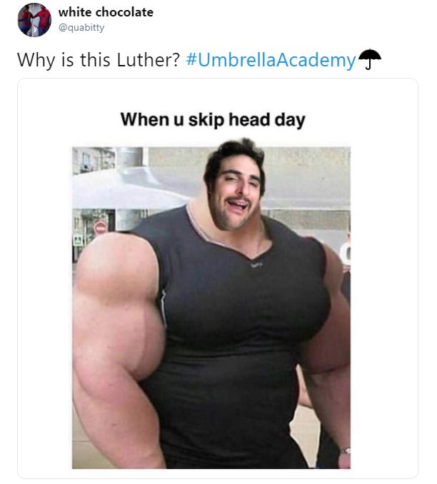 luther umbrella academy body meme