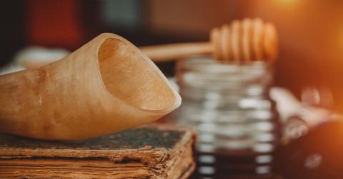 Shofar set up for Rosh Hashanah