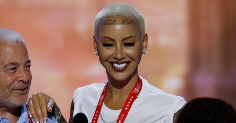 Amber Rose smiles onstage at the Fiserv Forum during preparations for the Republican National Convention (RNC) on July 14, 2024.