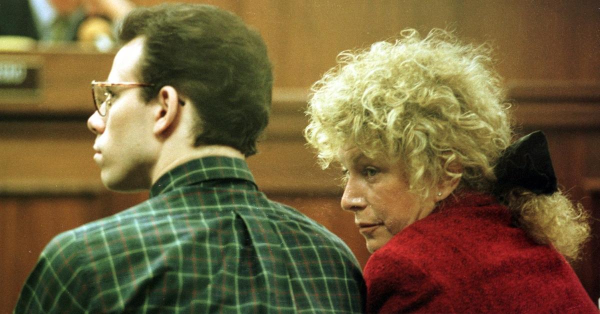 Erik Menendez and Leslie Abramson during Erik's trial