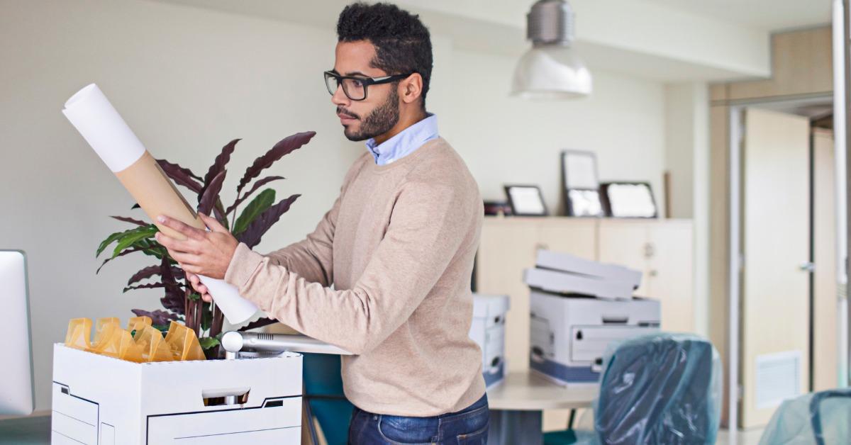 businessman holding document in new office picture id