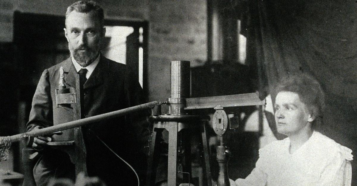 Marie Curie (L) and Pierre Curie (R)