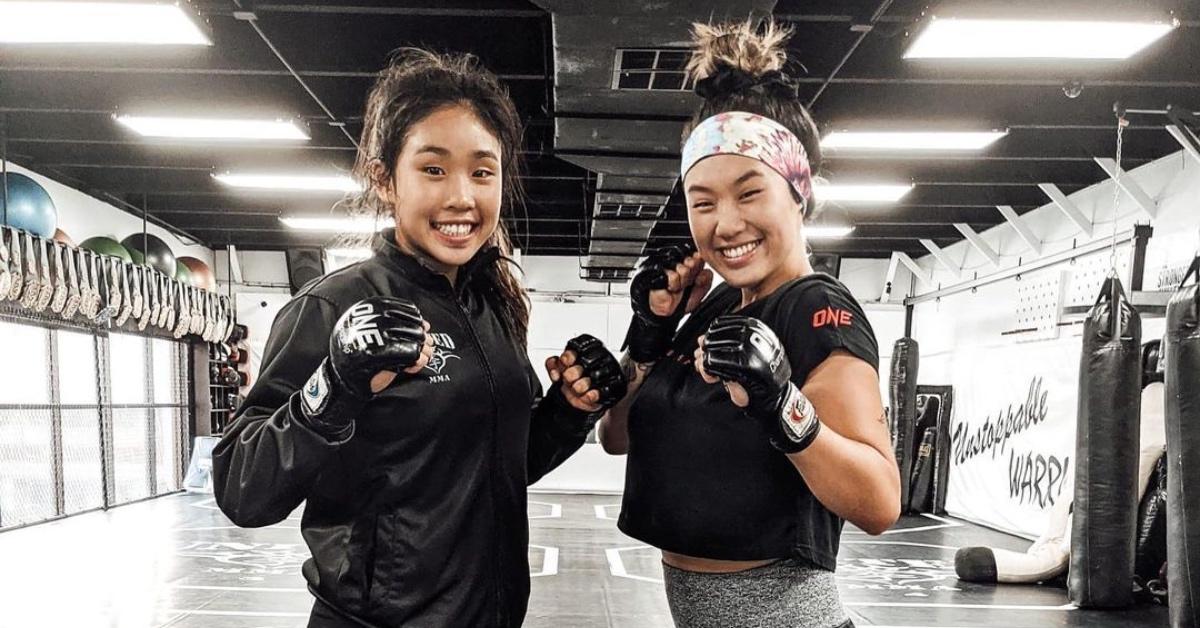 Victoria Lee (left) and her sister Angela Lee (right) training together.