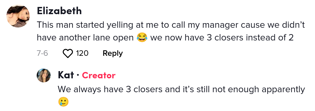 cashier blasts customers supermarket lanes tiktok