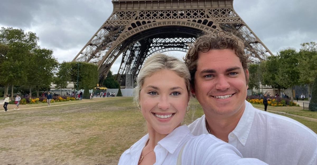 Makensy and JT Manbeck in front of the Eiffel Tower