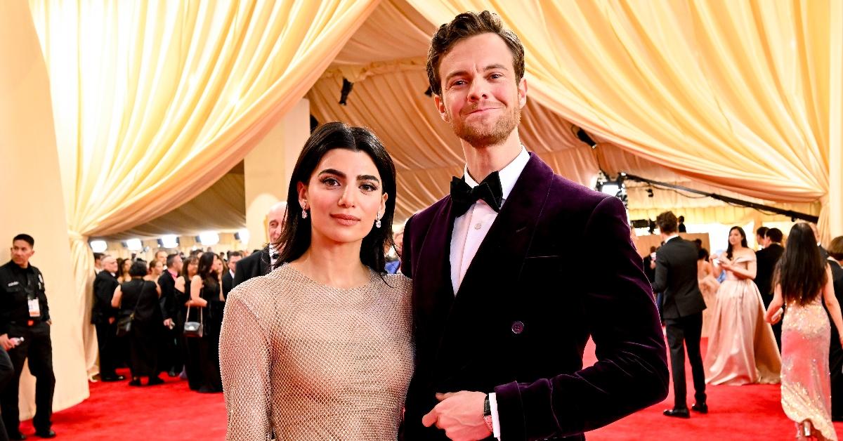 Jack Quaid and Claudia Doumit at the 2024 Oscars, making their red carpet debut as a couple