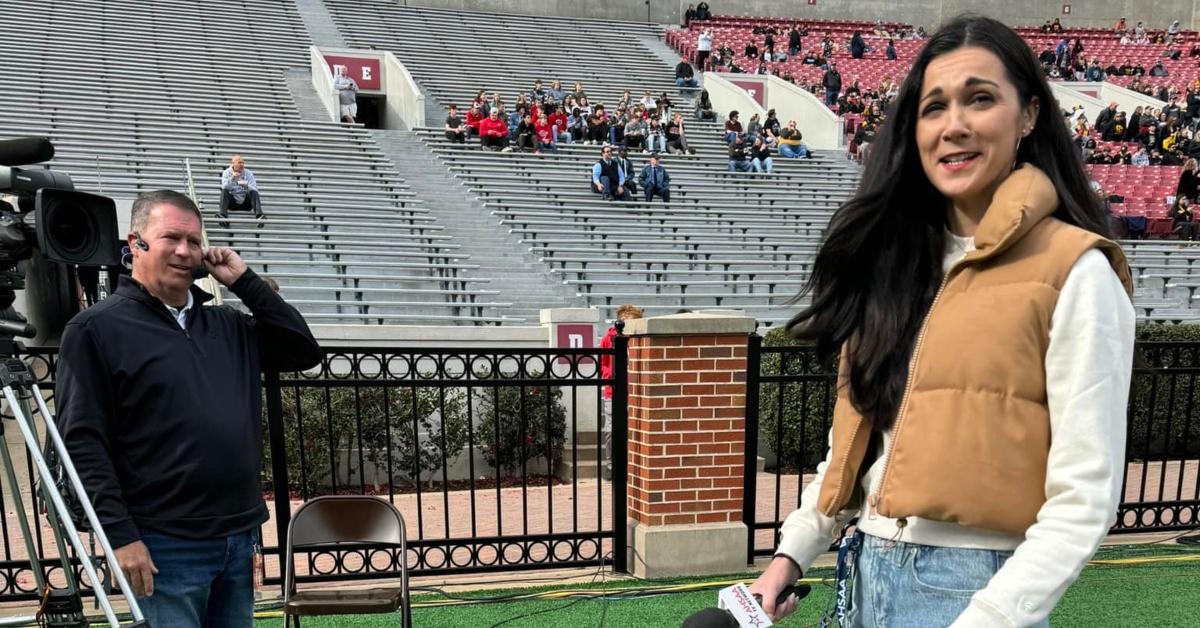Christina Chambers on the sidelines at a football game.