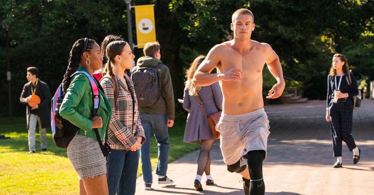 Alyah Chanelle Scott, Pauline Chalamet, Amrit Kaur, and Mitchell Slaggert in 'The Sex Lives of College Girls.'