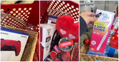 (l-r): A couple's Valentine's Day gift baskets