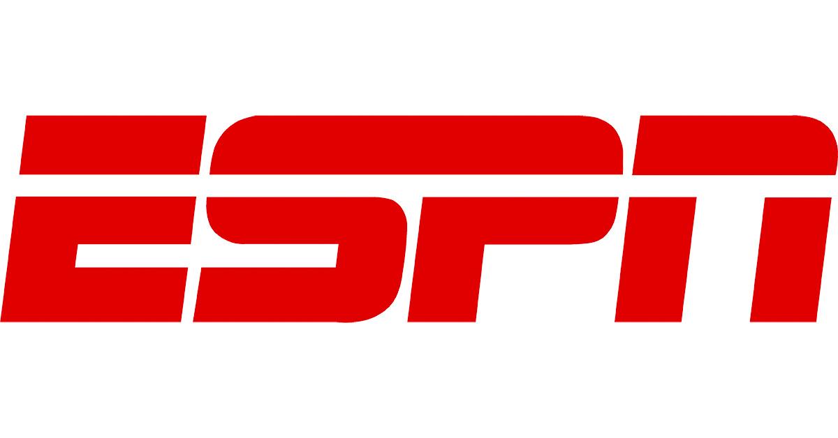 An ESPN logo against a white background. 