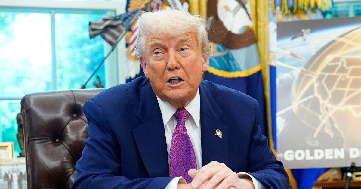 Donald Trump speaking in the oval office. 