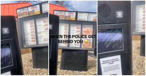 pulls into drive-thru to avoid police