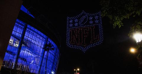 The NFL logo being made by drones in 2022.