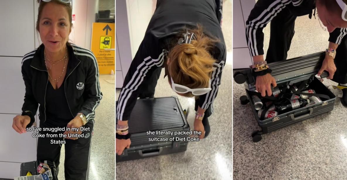 A woman took a suitcase of Diet Coke with her on a vacation to Europe