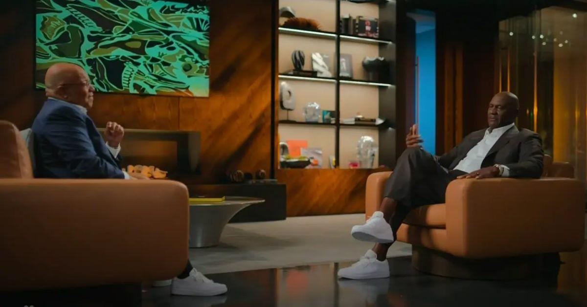 Mike Tirico and Michael Jordan during their interview.