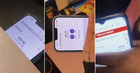 People showing their bank accounts before payday